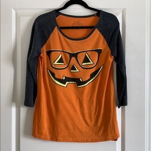 Glow in the dark pumpkin baseball tee